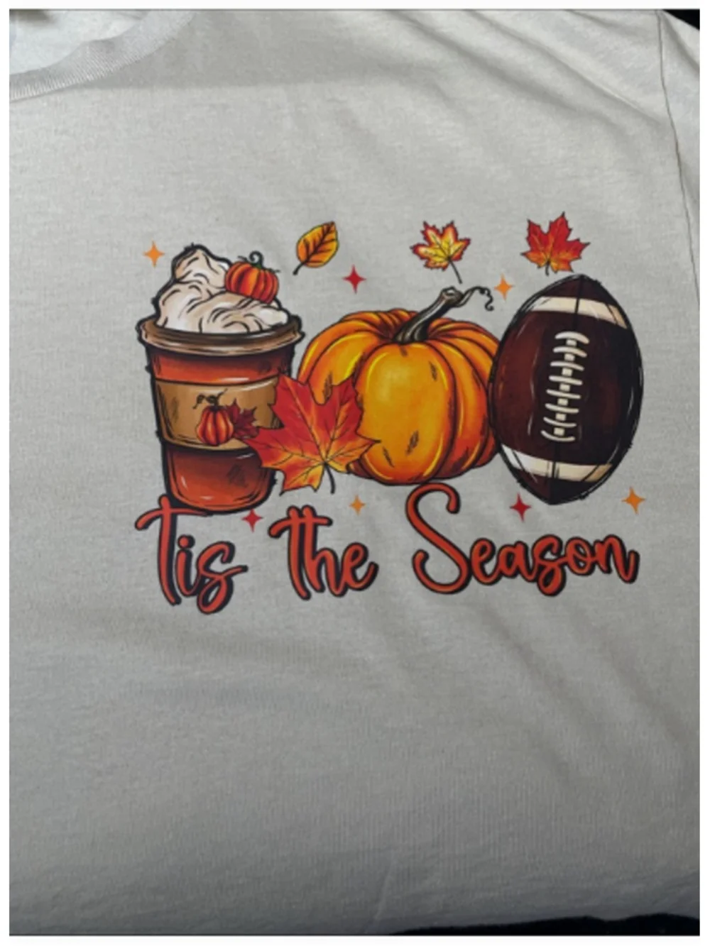 Fall Graphic Pumpkin Football Women Short Sleeve Casual Soft Cream Tee Shirt XL